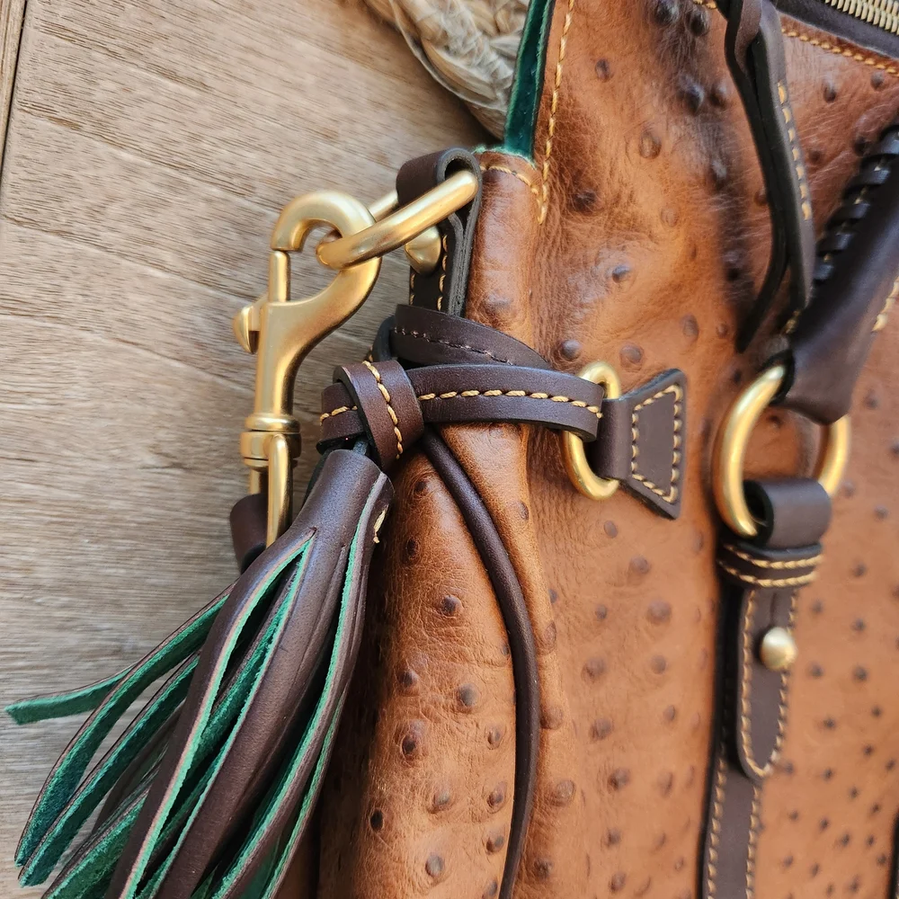 Dooney And Bourke Large Florentine Ostrich patterned leather bag. - Picture 4 of 11